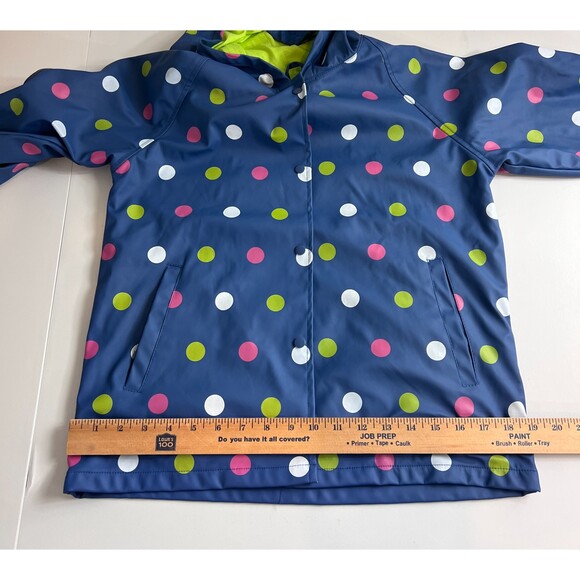 Foxfire for Kids Navy Blue Polka Dots Children’s Raincoat Size 10 - Picture 7 of 9